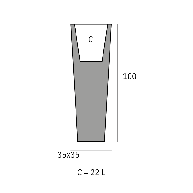Bloempot - Cuadrado Alto LED