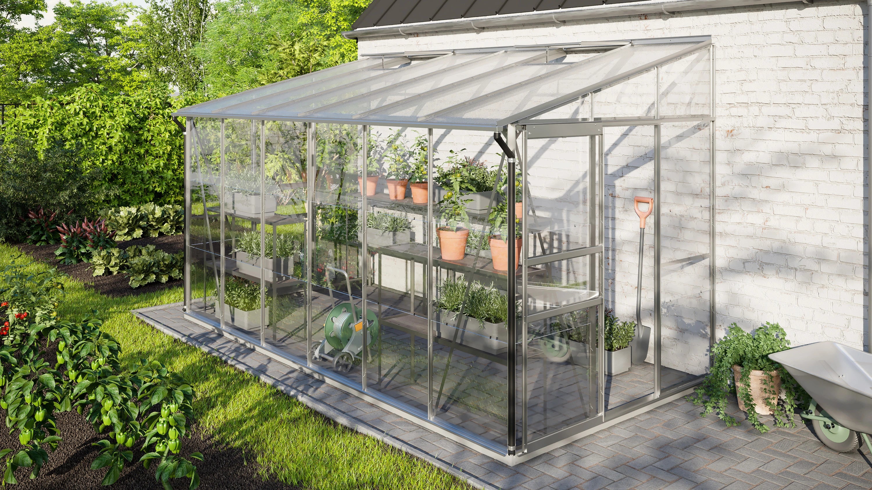 demi serre verre adossée