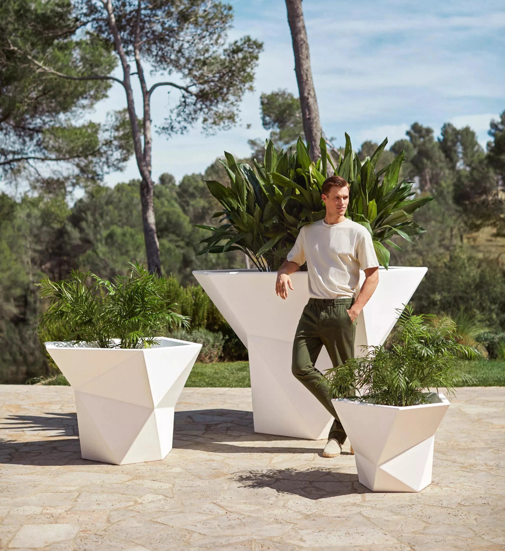 Pot Fleurs Blanc Design XXL