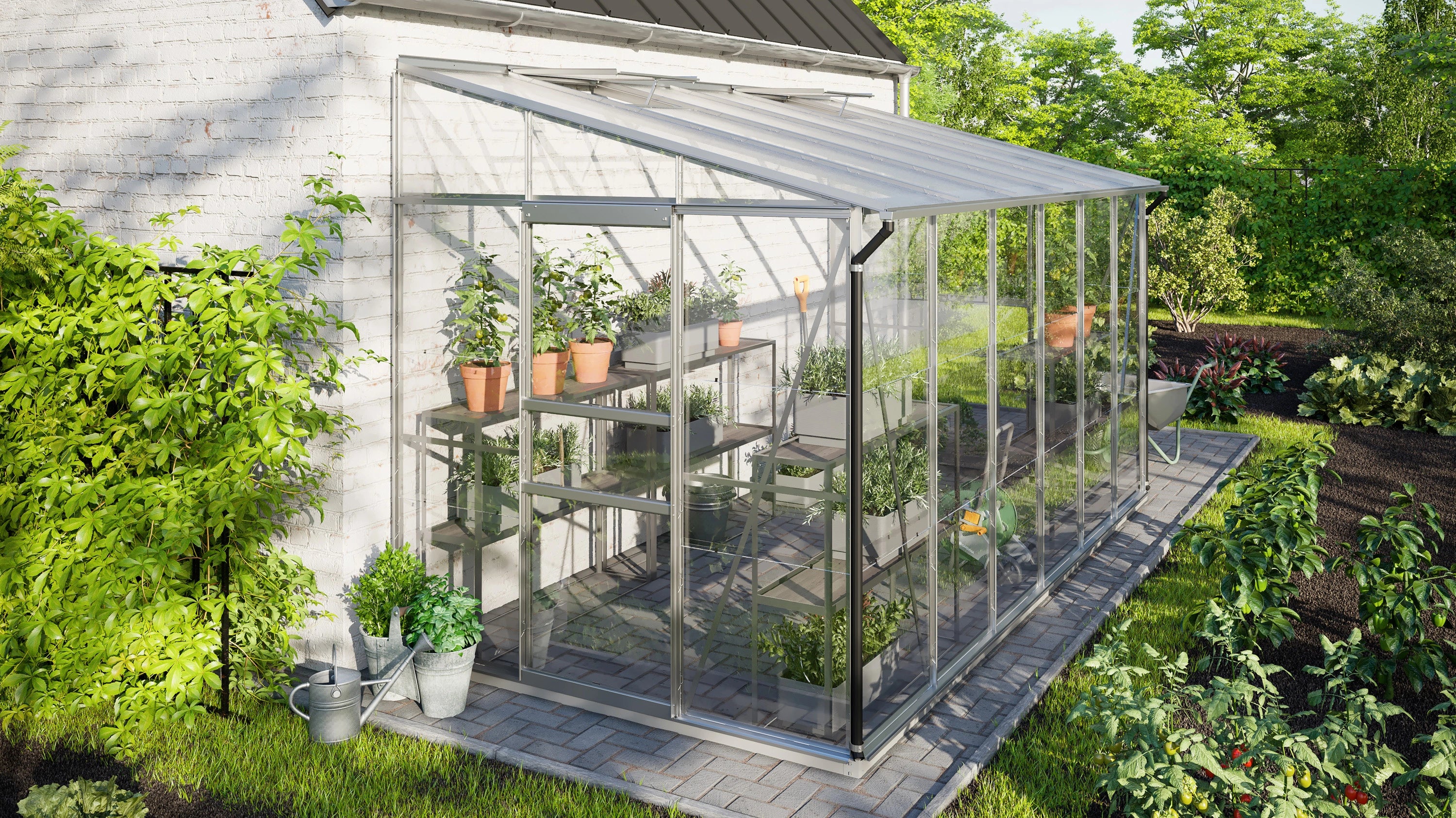 demi serre verre adossée