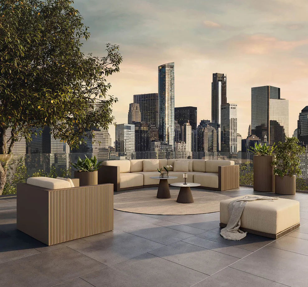 pot de fleurs rond haut design extérieur