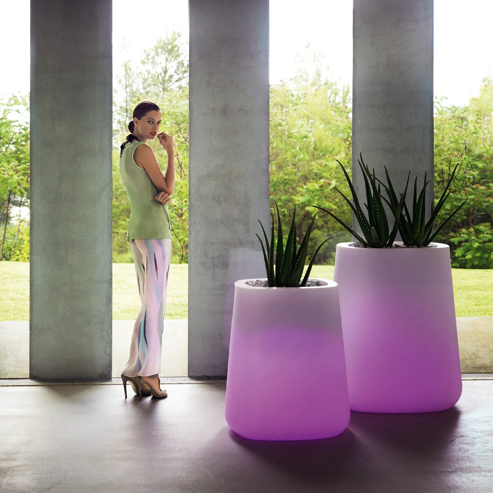 pot de fleurs ulm rond lumineux