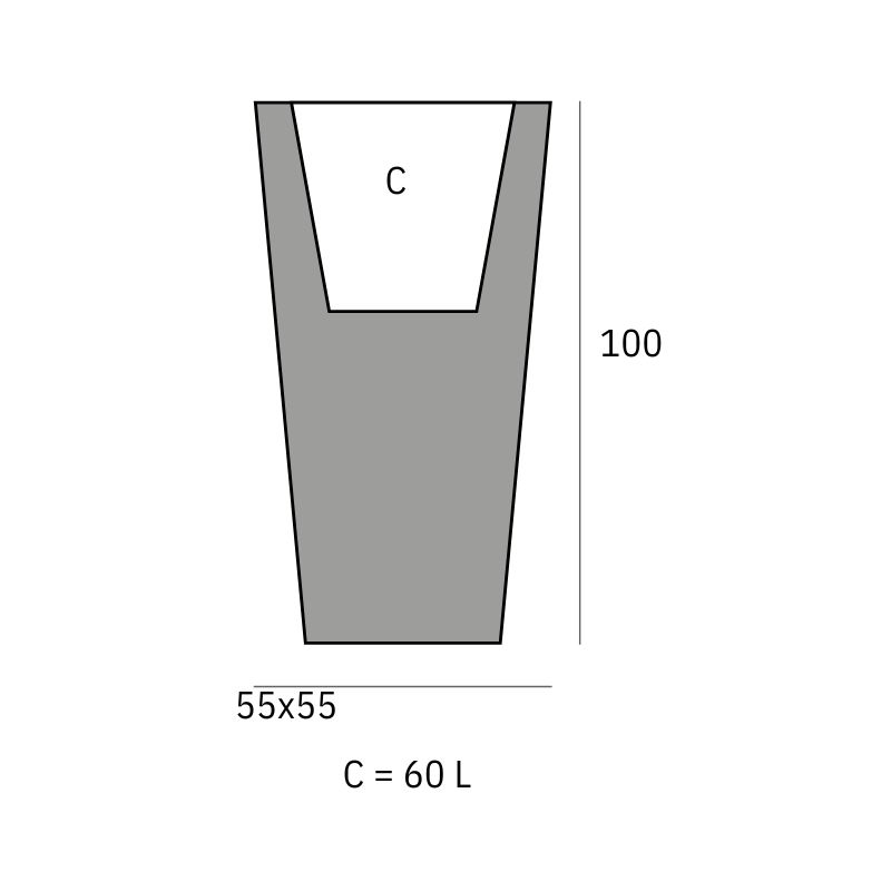Bloempot - Cuadrado Alto LED