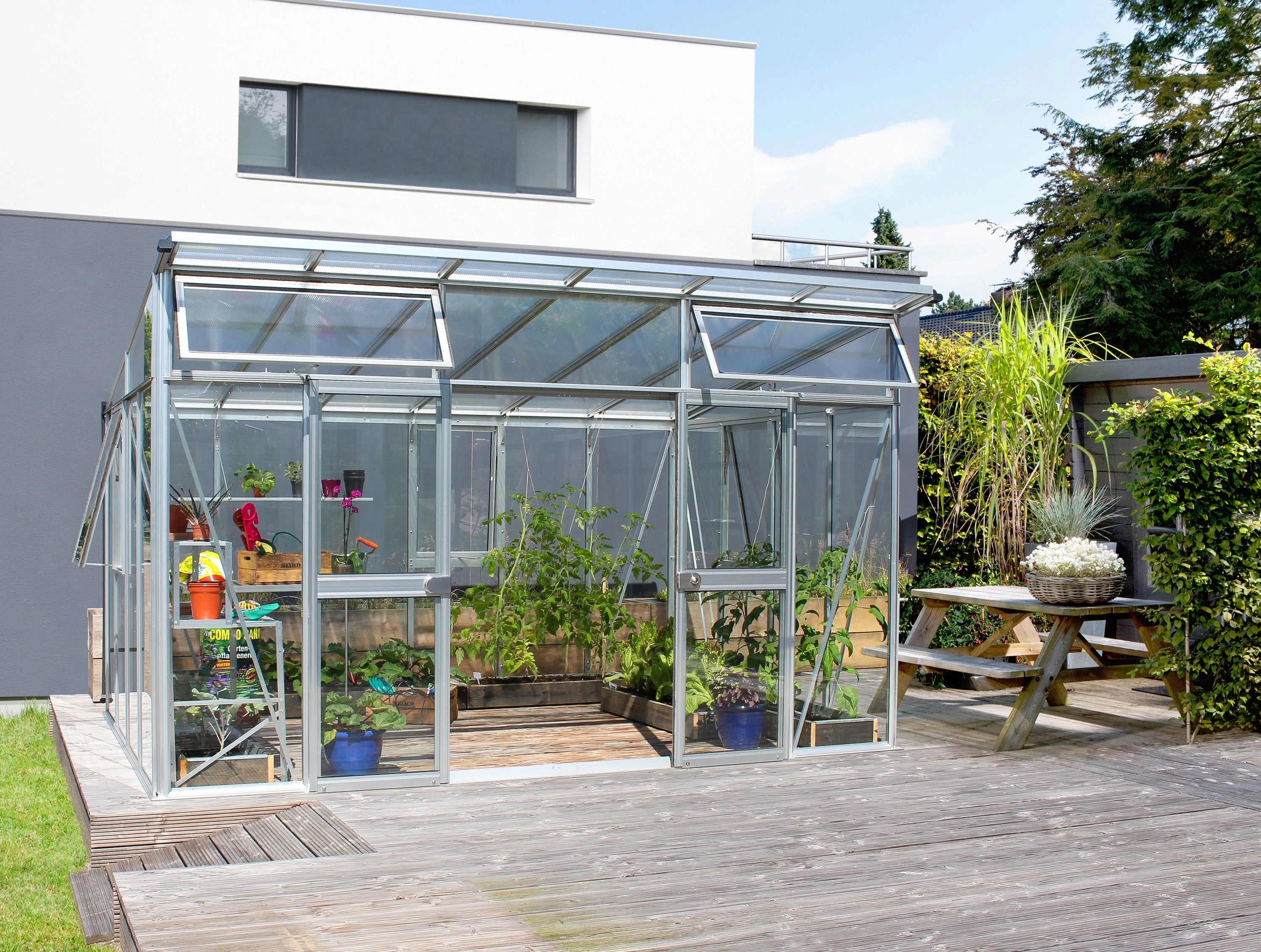 serre en verre 1 pente