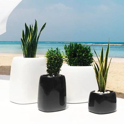 pot de fleurs blanc laqué design et carré