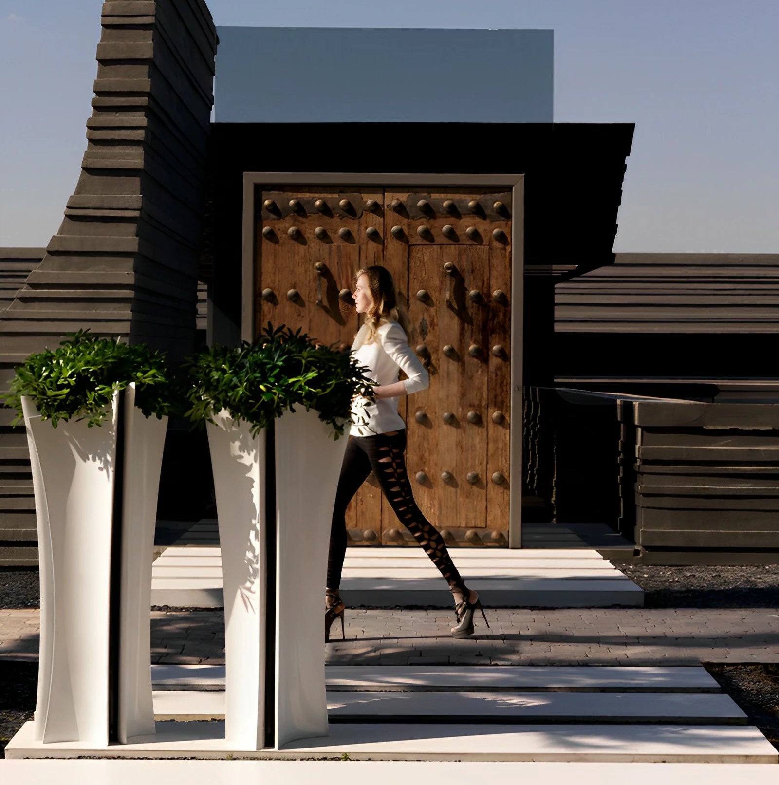 cache pot fleurs haut design