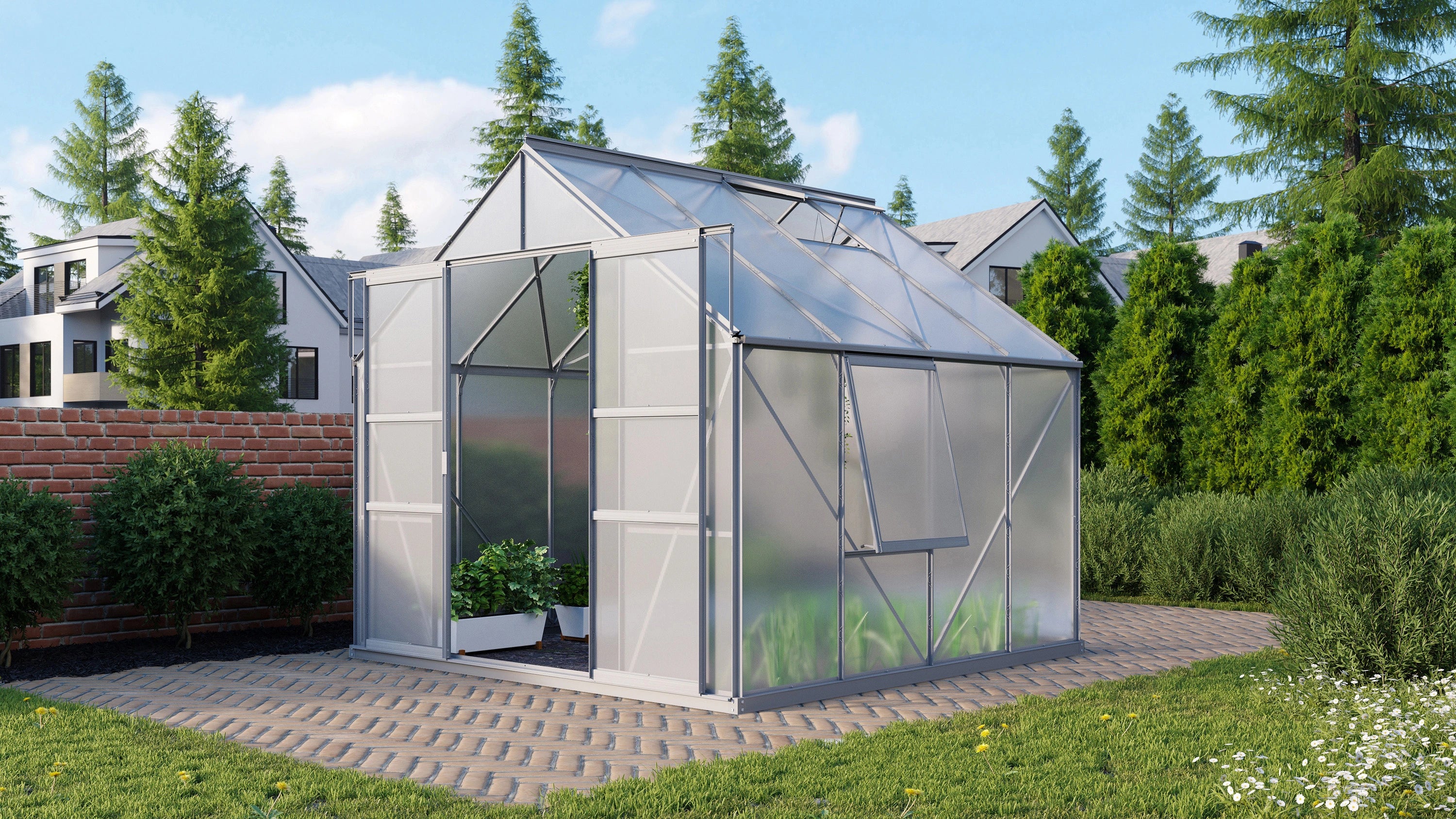 serre de jardin en polycarbonate double porte