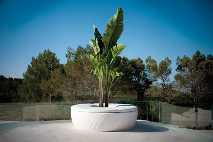 jardinière vase blanche banc