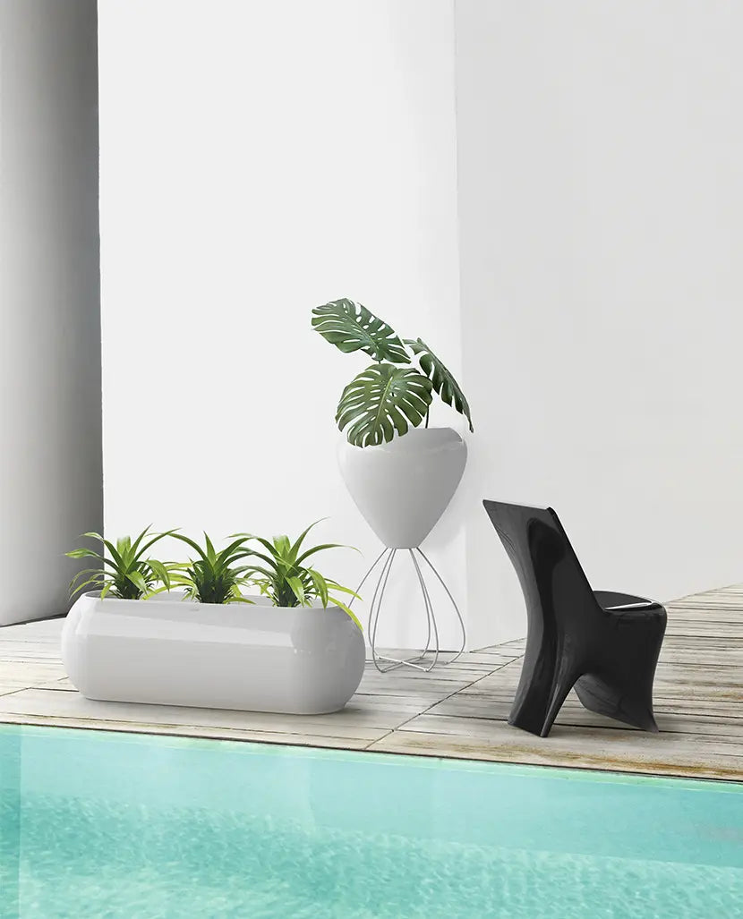 jardinière rectangulaire blanche