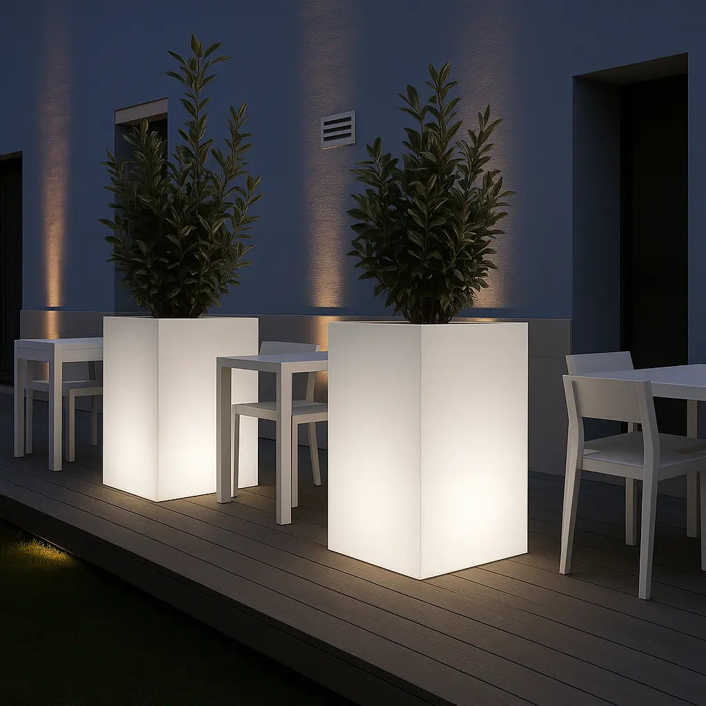 pot de fleurs carré led