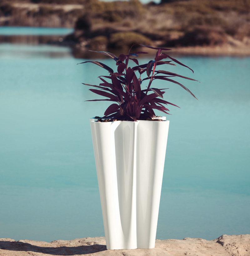 pot de fleurs haut blanc