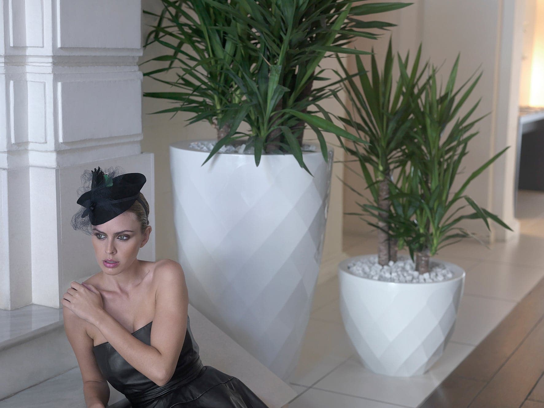 pot de fleurs extérieur design blanc