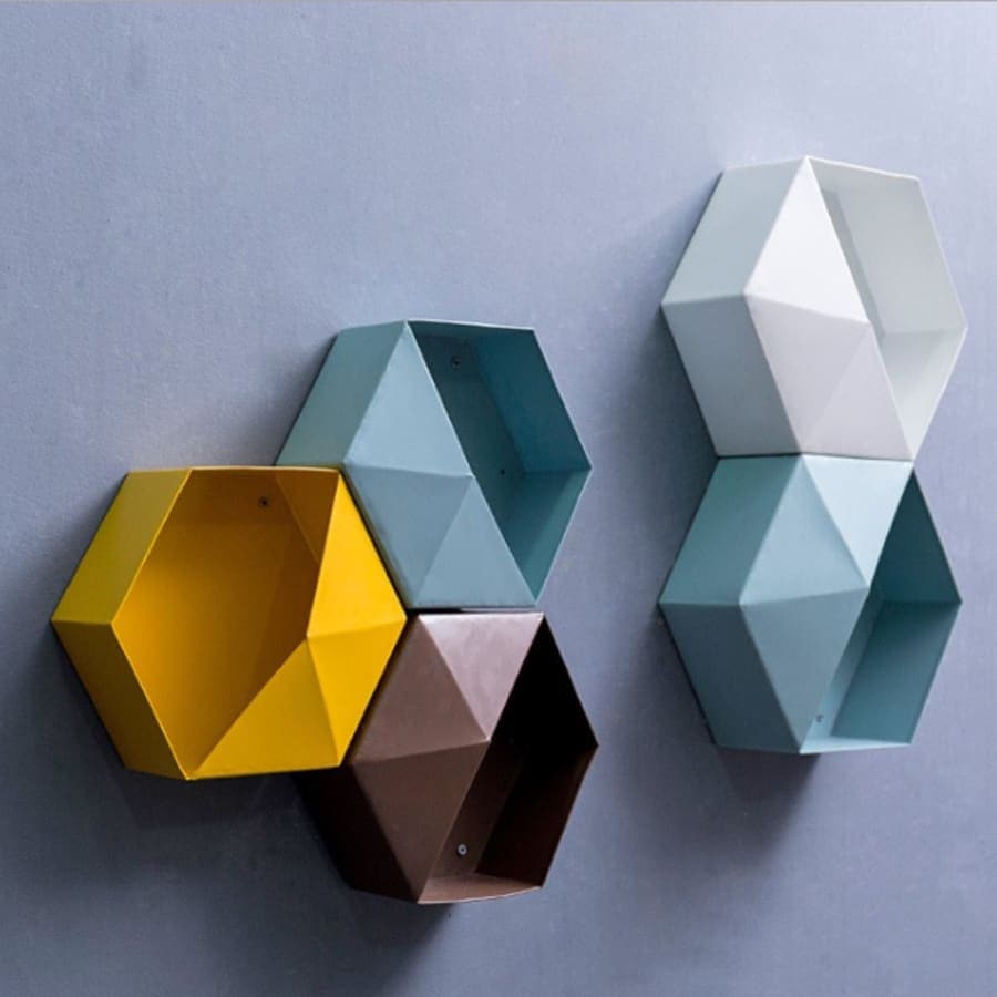 Porte Plante <br> Étagère Hexagonale Jaune