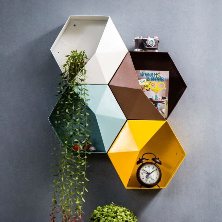 etagere murale hexagonale