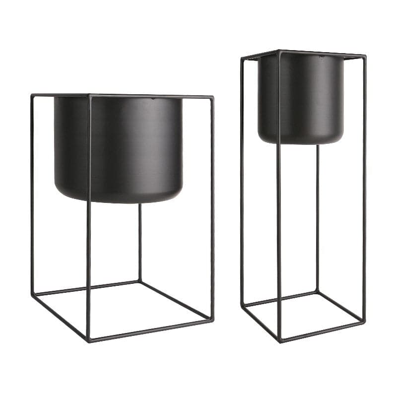 Cache Pot sur Pied Noir <br> Cuadrado