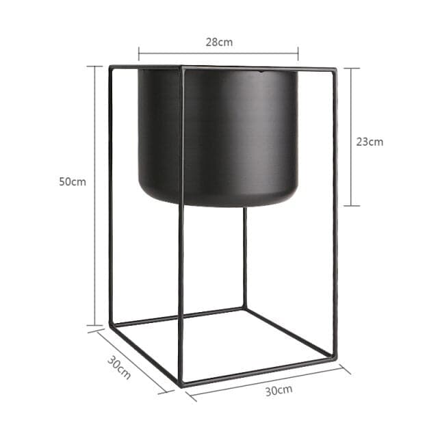 Cache Pot sur Pied Noir <br> Cuadrado